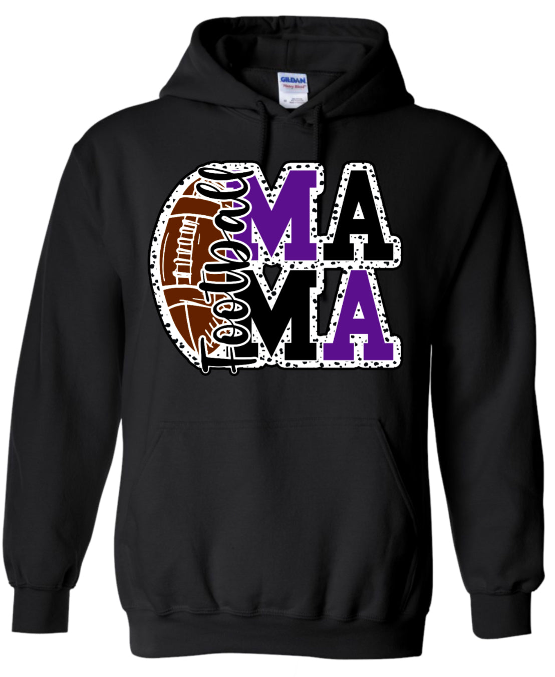 Hoodie Black Football Mama Stacked