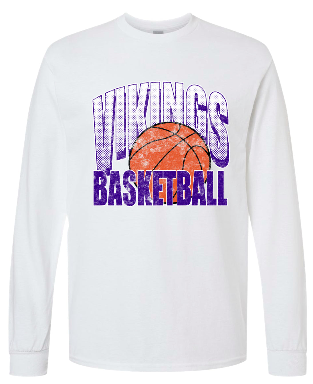 Long Sleeve Viking Grunge Basketball White