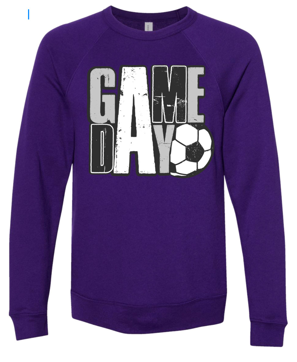 Crew Neck Purple Distressed Game Day Stacked 4