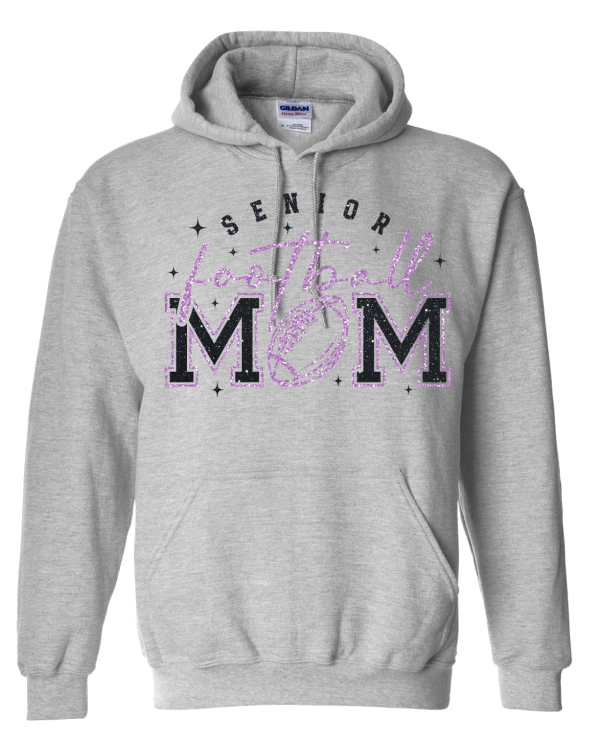 Hoodie Sport Grey Faux Glitter Senior Mom