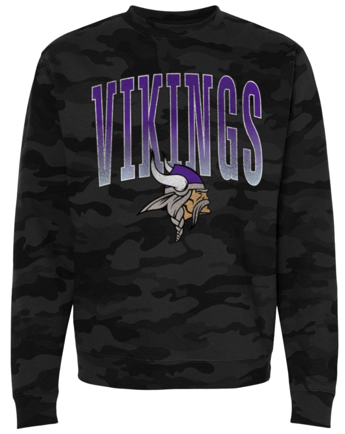 Crew Neck Black Camo Varsity Large Viking
