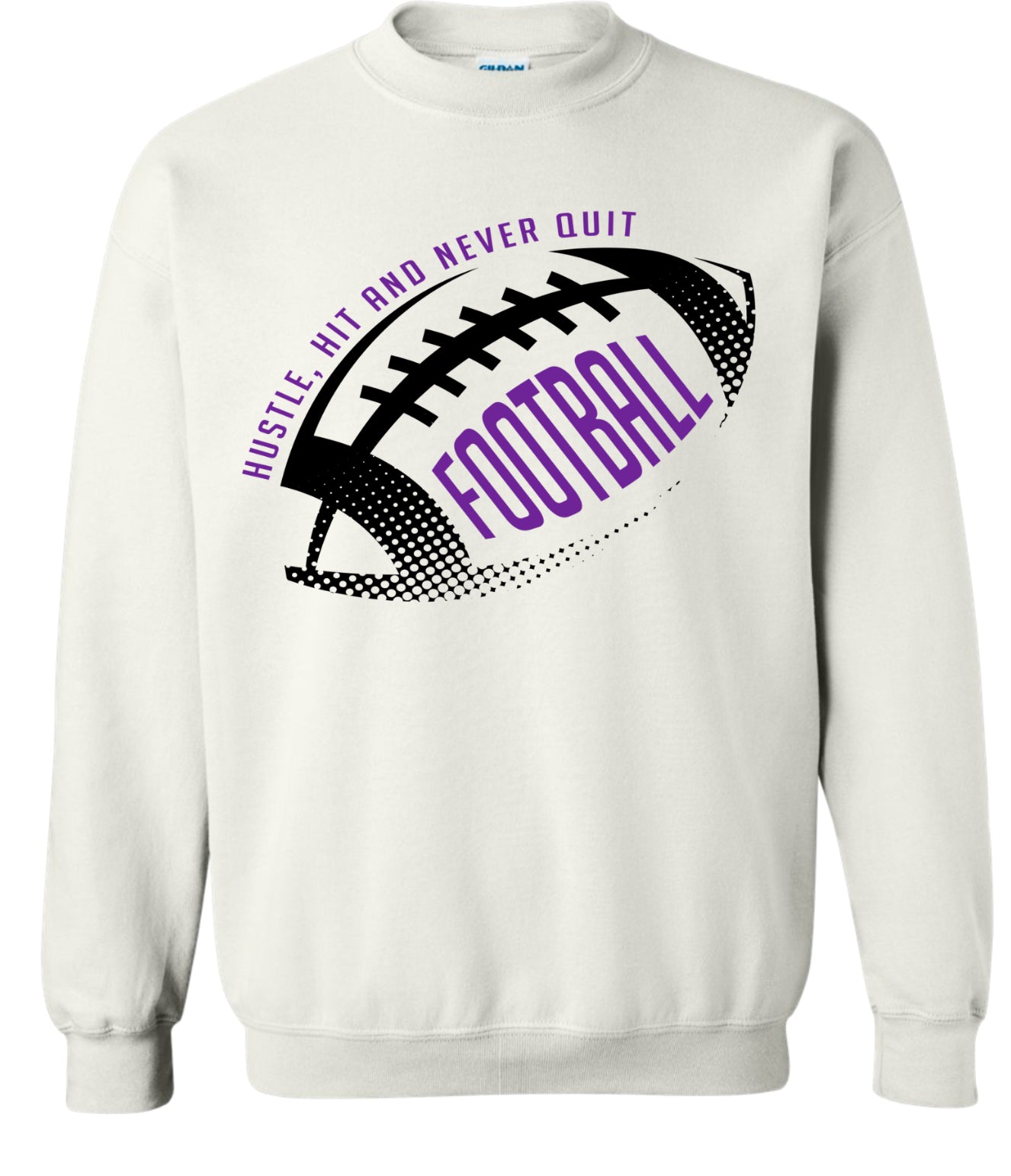 Crew Neck White Hustle Hit Never Quit