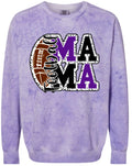 Crew Neck Purple Smoke football Mama Stacked