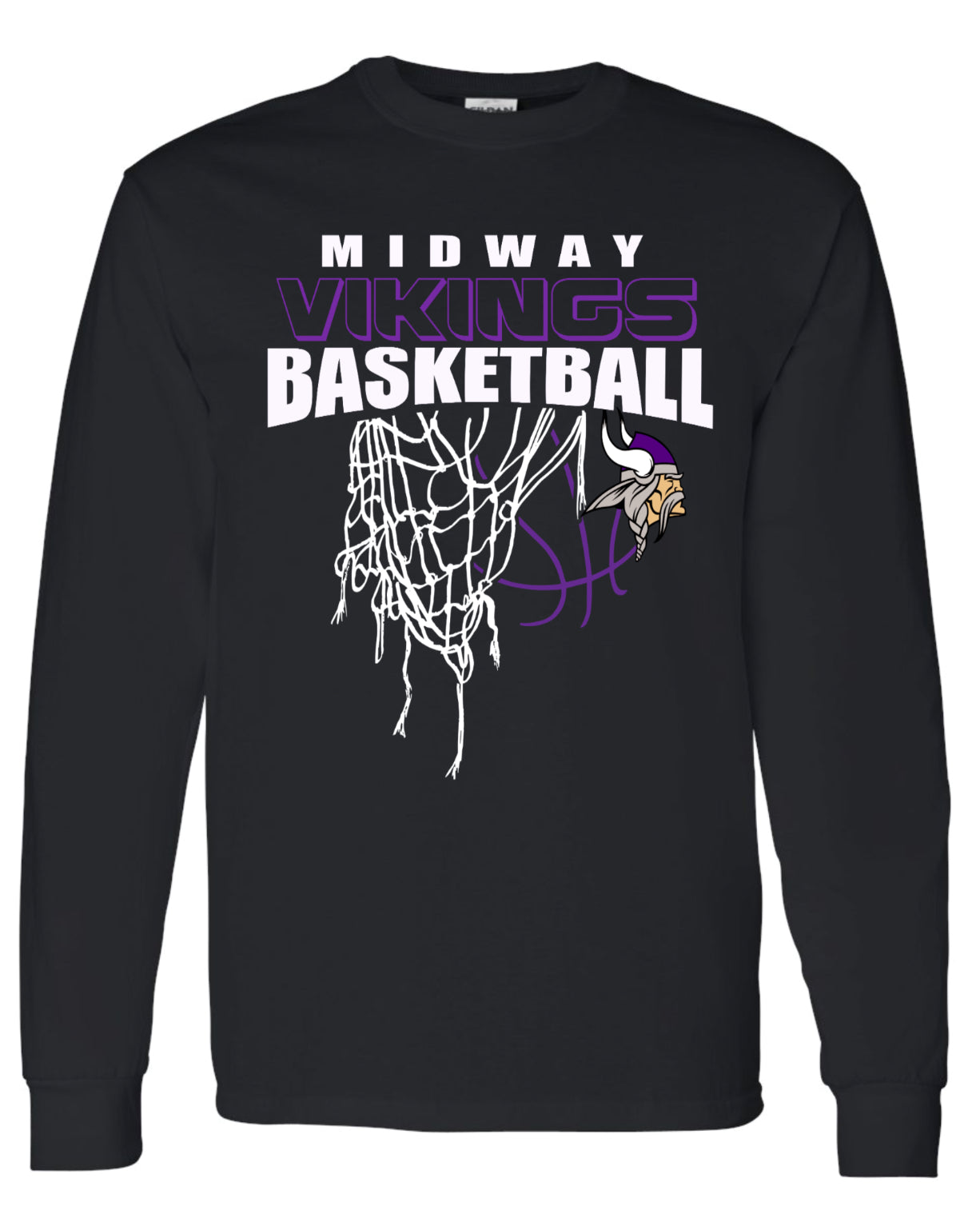 Long Sleeve Midway Vikings Net Black
