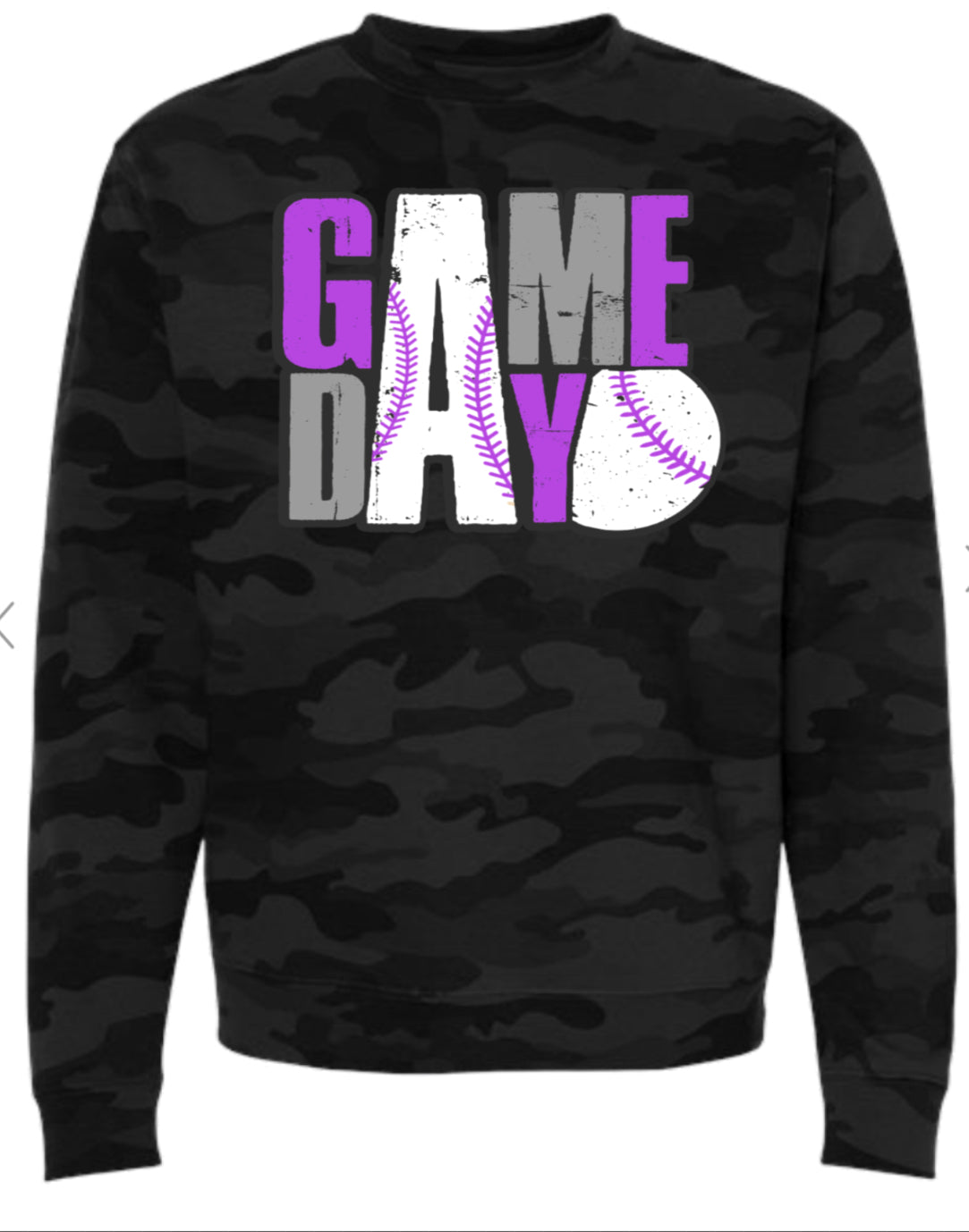 Crew Neck Black Camo Game Day Baseball Stack 1