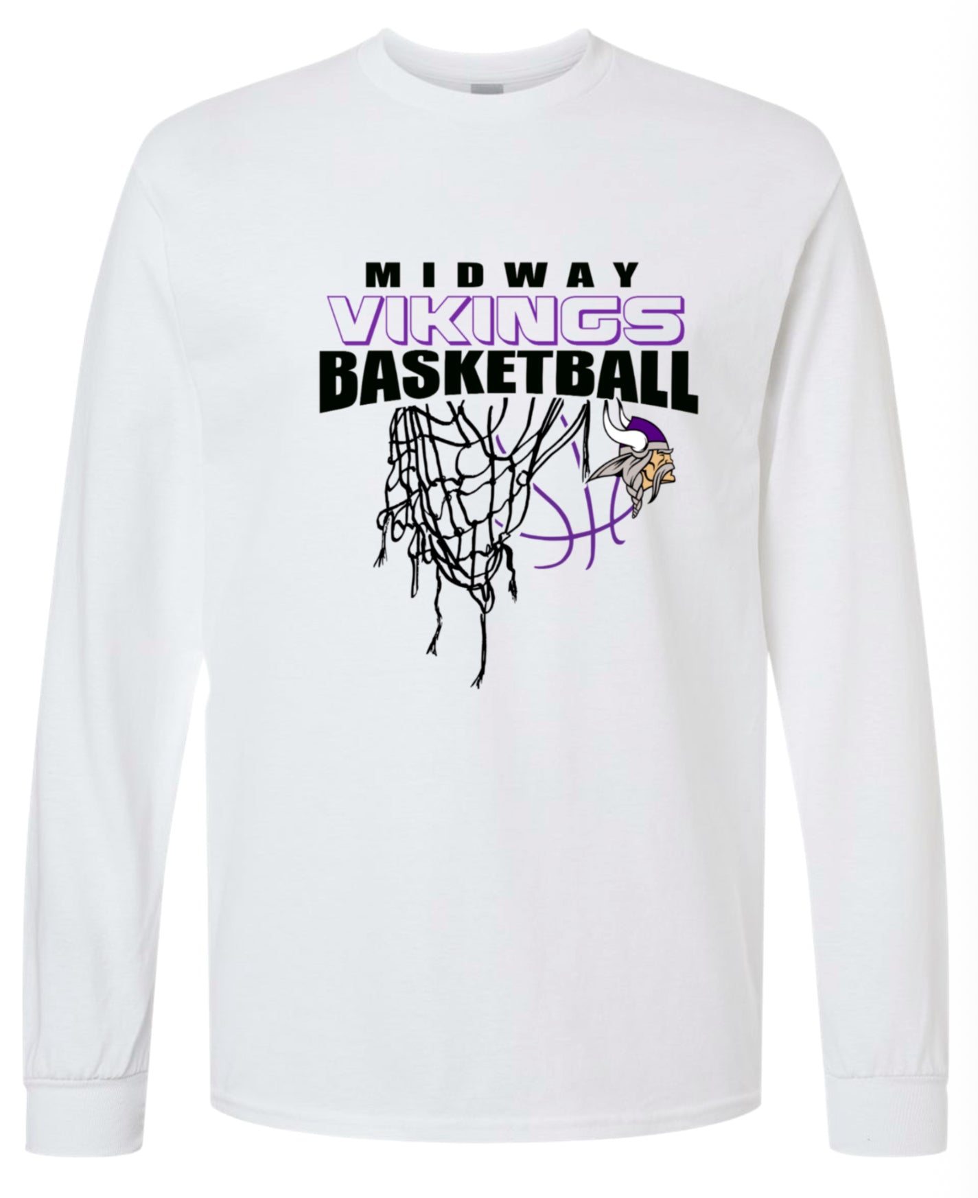 Long Sleeve Midway Vikings Net White