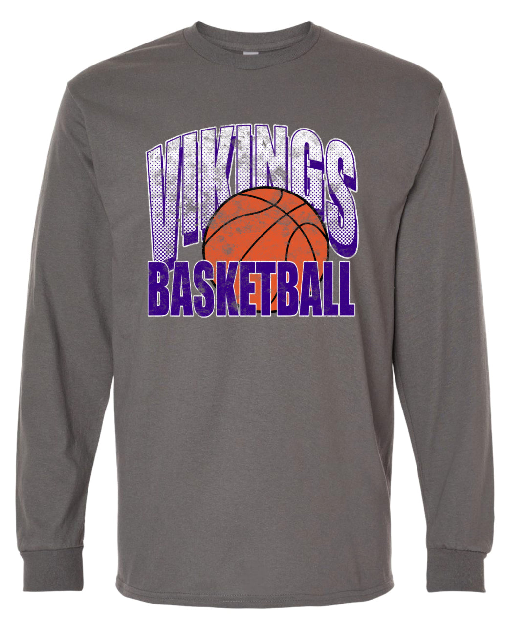 Long Sleeve Viking Grunge Basketball Charcoal