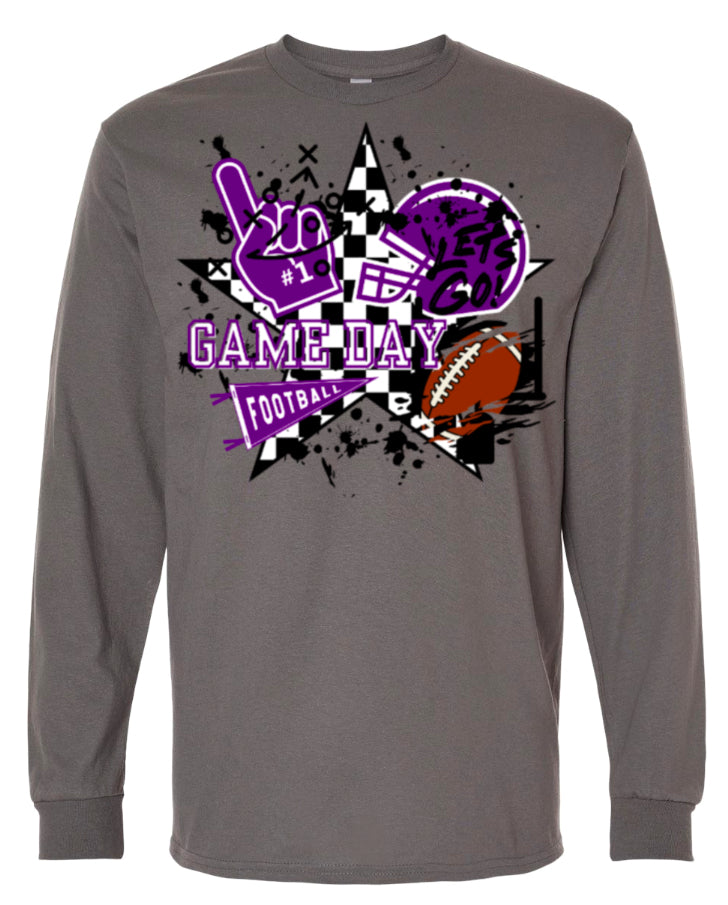 Long Sleeve Charcoal Game Day Grunge