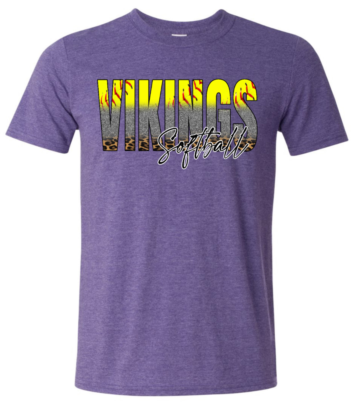 T-Shirt Heather Purple Softball Glitter Fade 10