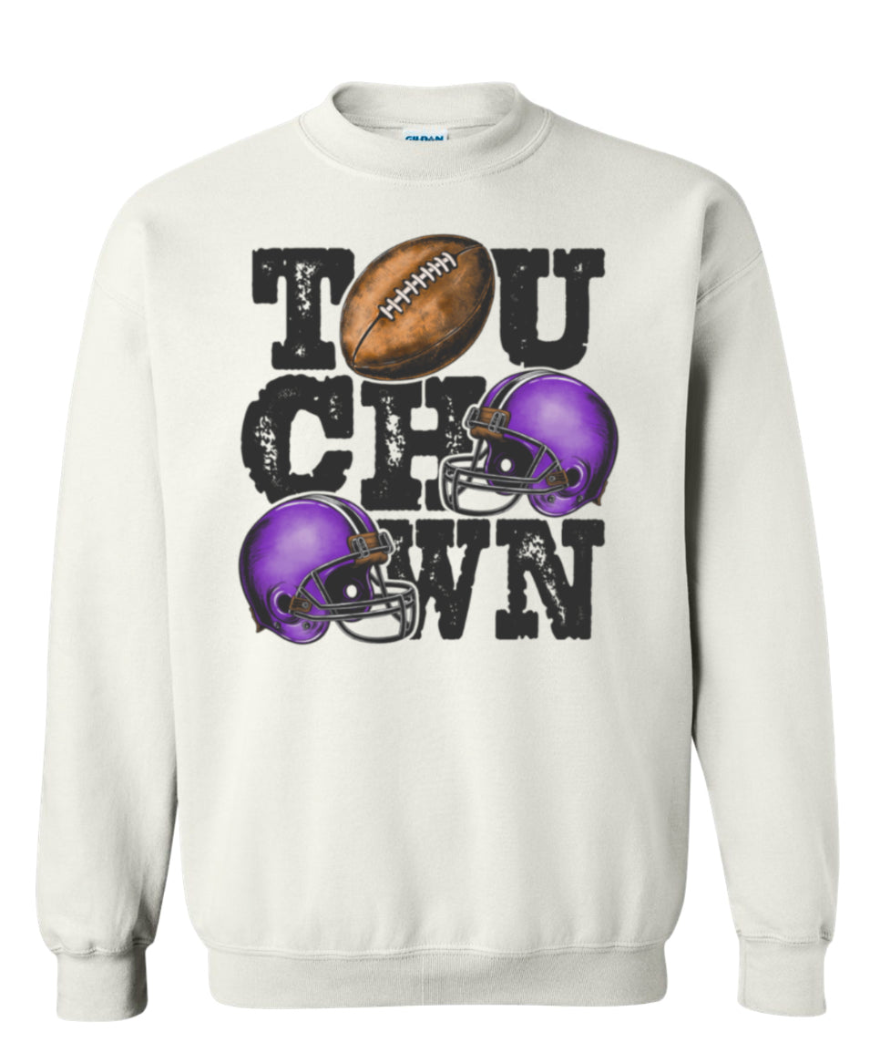 Crew Neck White Touchdown Stacked 2