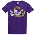 T-Shirt Purple Softball Heart Stitch 2