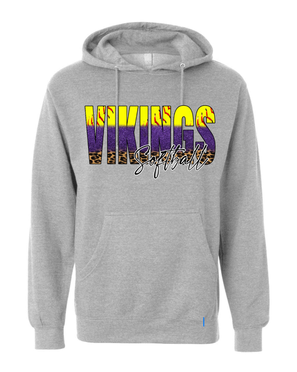 Hoodie Grey Softball Glitter Fade 4