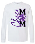 Long Sleeve White Cheer Mom Faux Glitter Vert