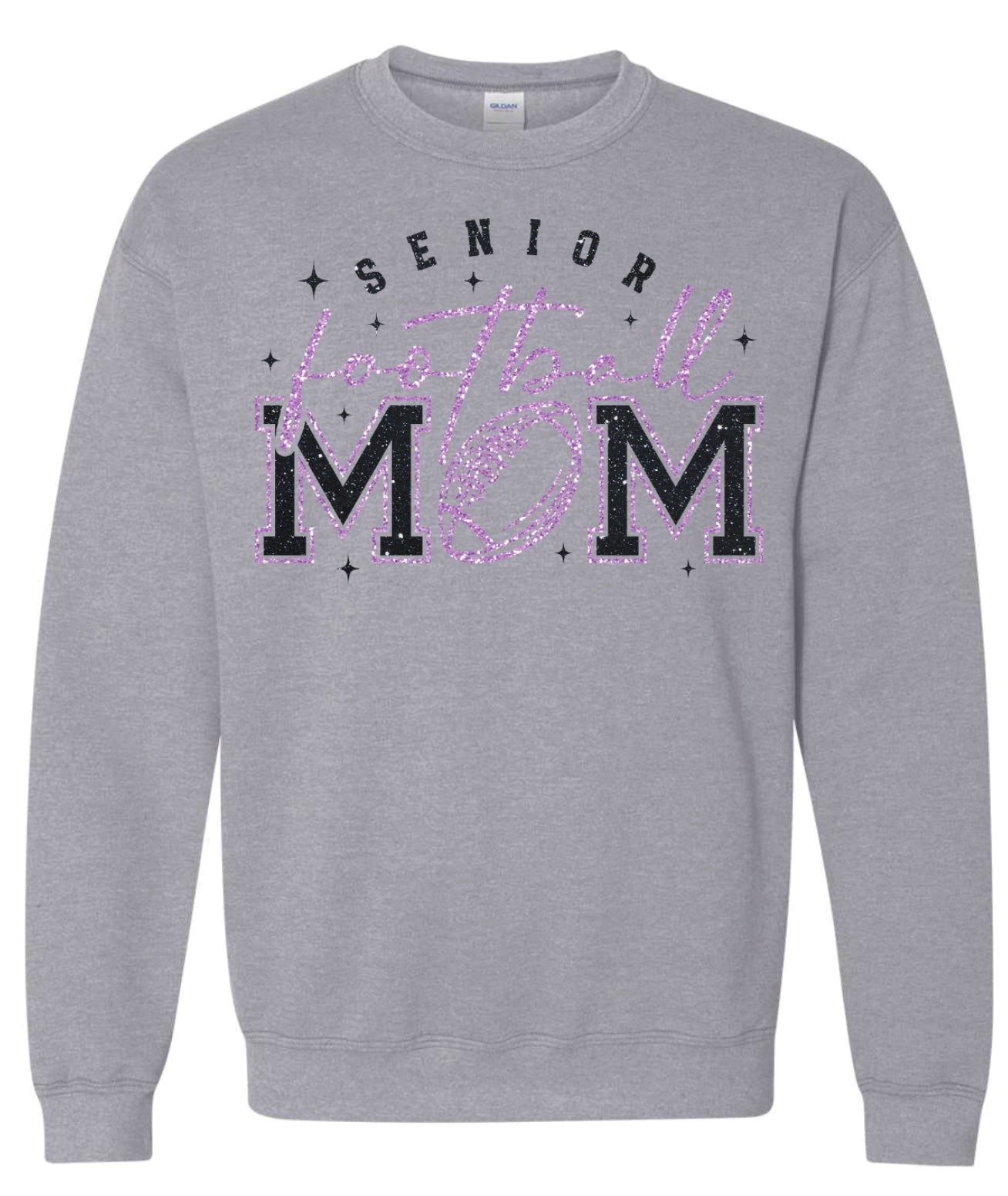 Crew Neck Sport Grey Faux Glitter Senior Mom