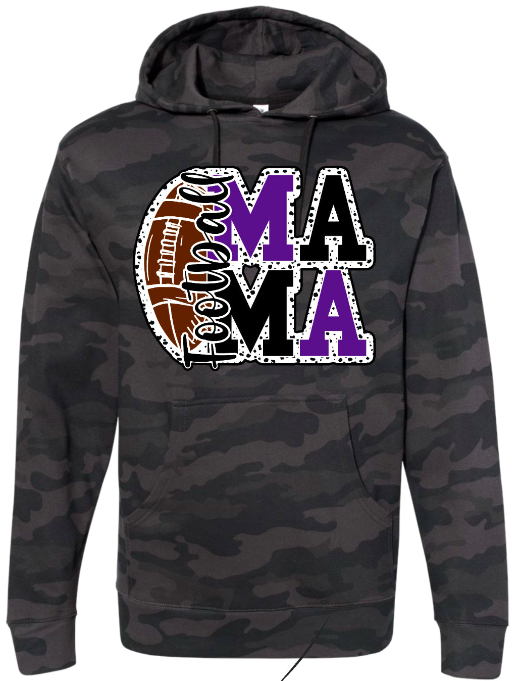 Hoodie Black Camo Football Mama Stacked