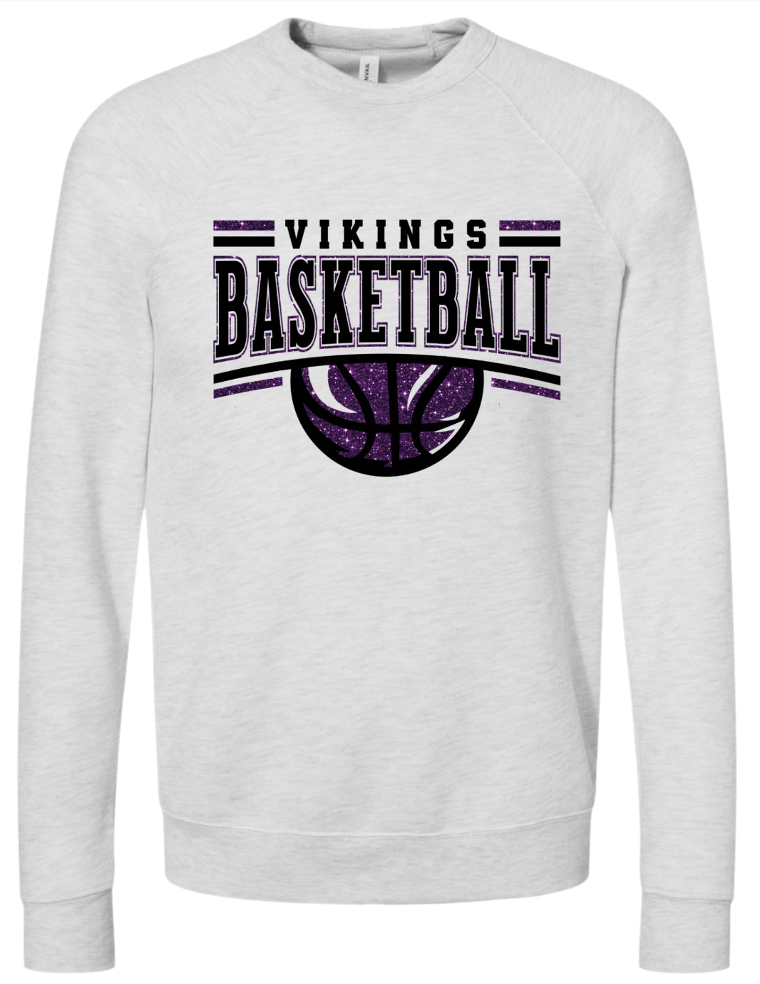 Crew Neck Viking Basketball Glitter Ash Grey