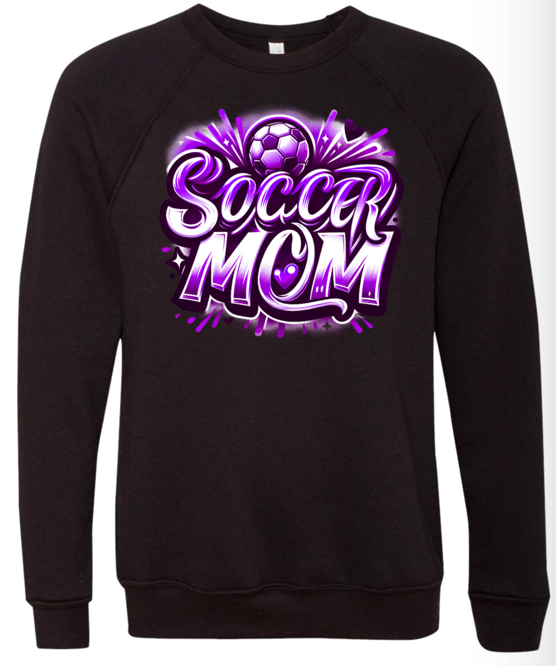 Crew Neck Black Soccer Mom Airbrush 9