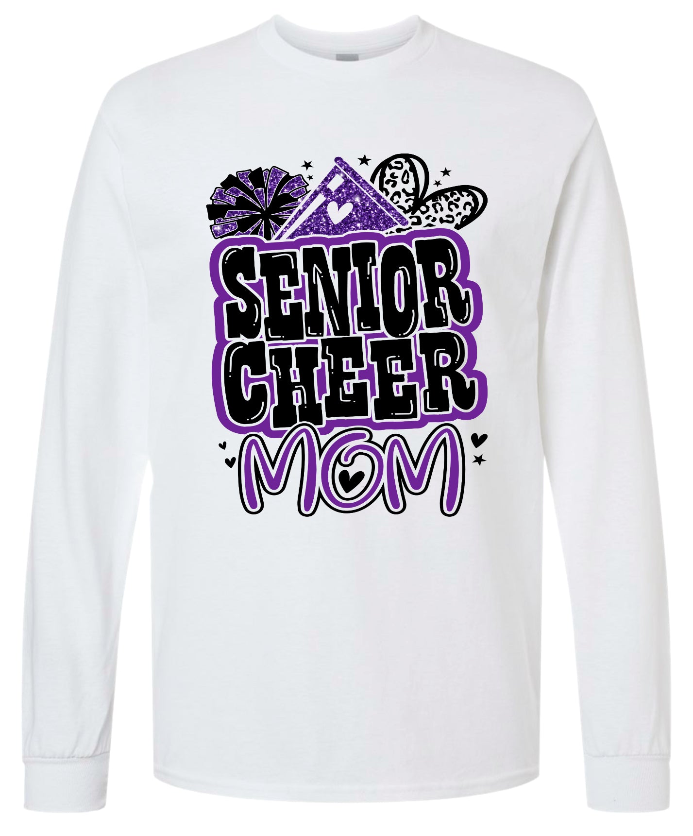 Long Sleeve White Senior Mom Cheer Graffiti