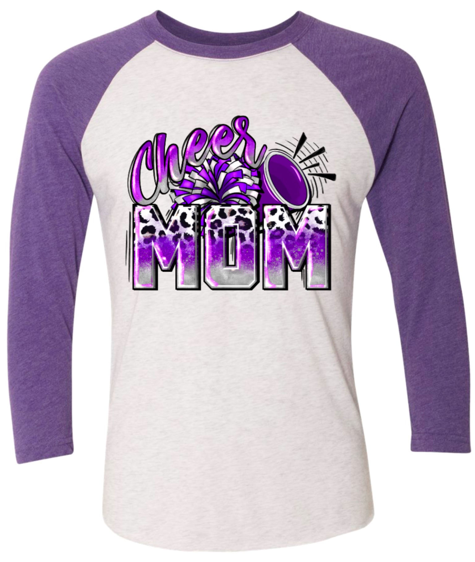 Long Sleeve 3/4 sleeve Cheer Mom Leopard
