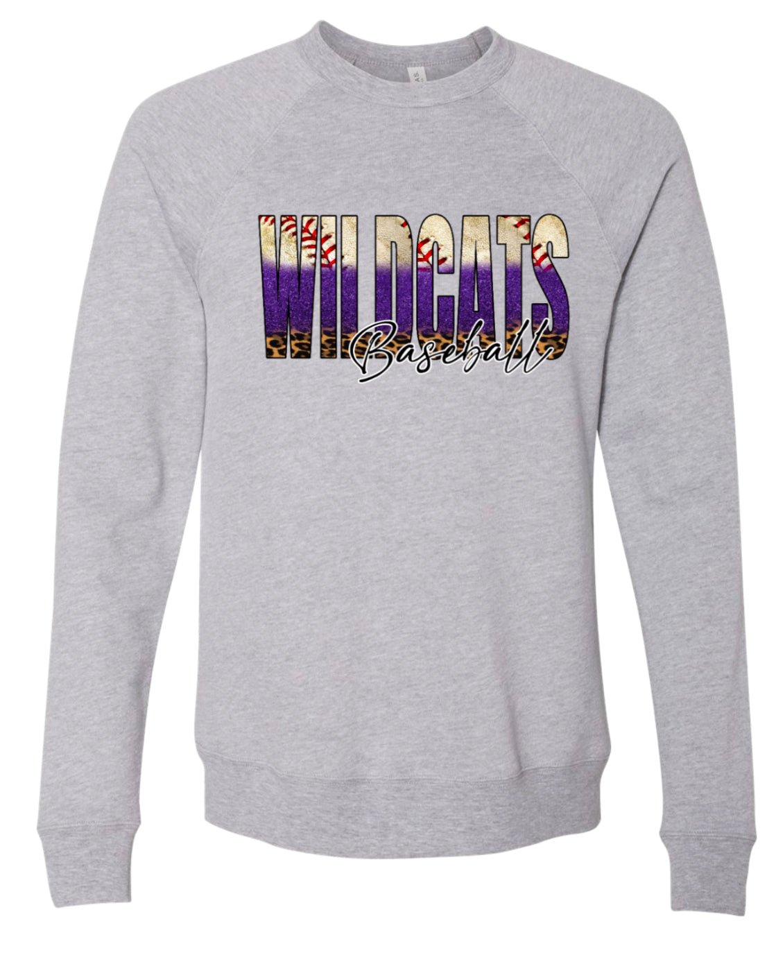 Crew Neck Gray Wildcats Base Glitter Fade