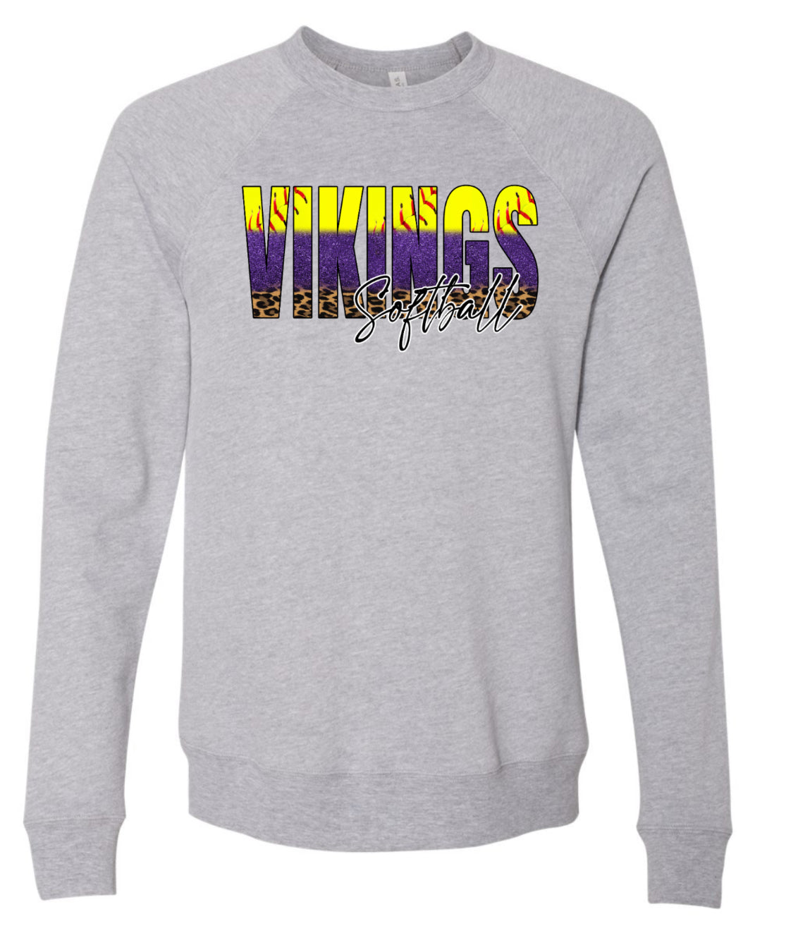 Crew Neck Grey Softball Glitter Fade 3