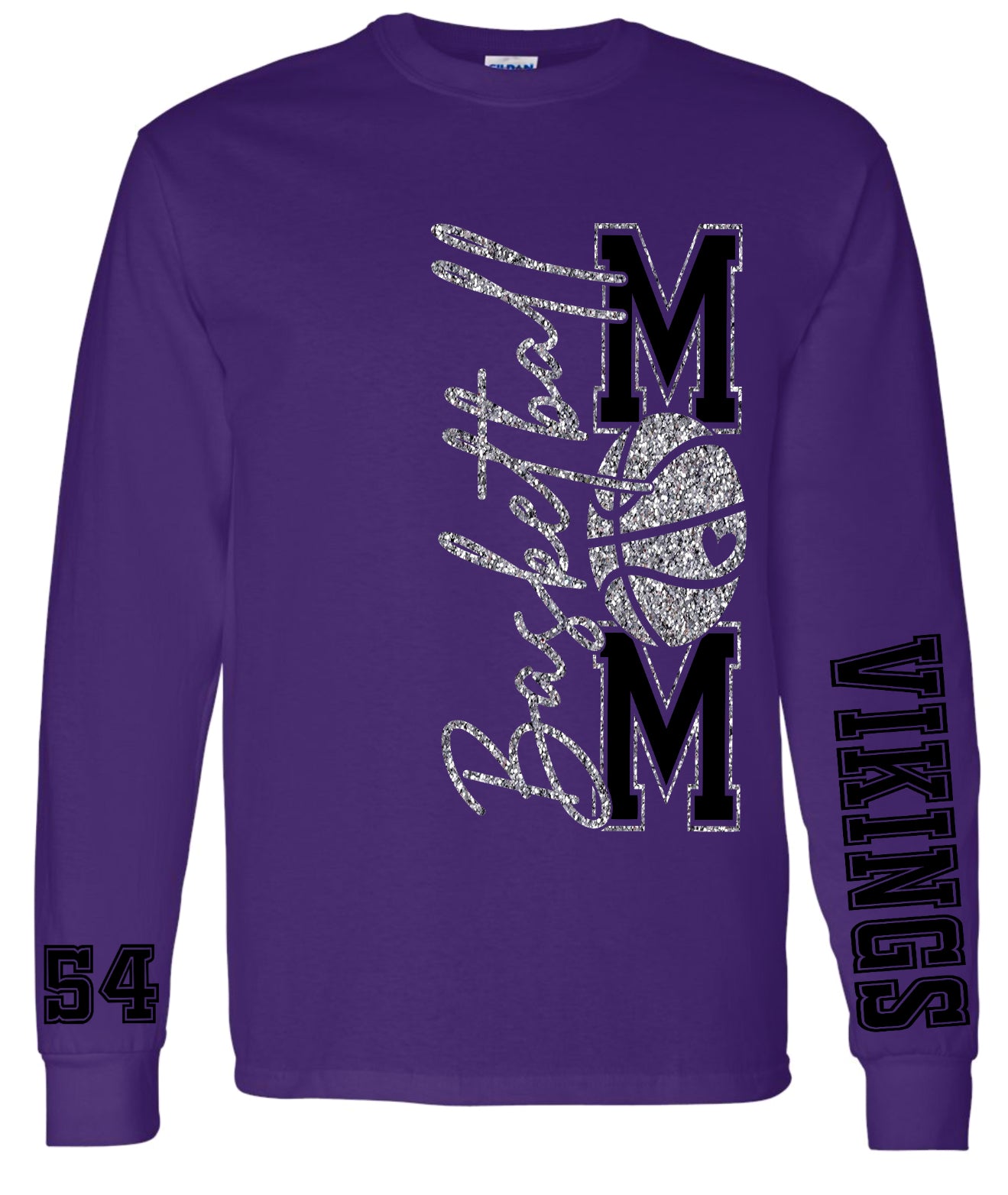 Crew Neck Basketball Mom Vert Purple