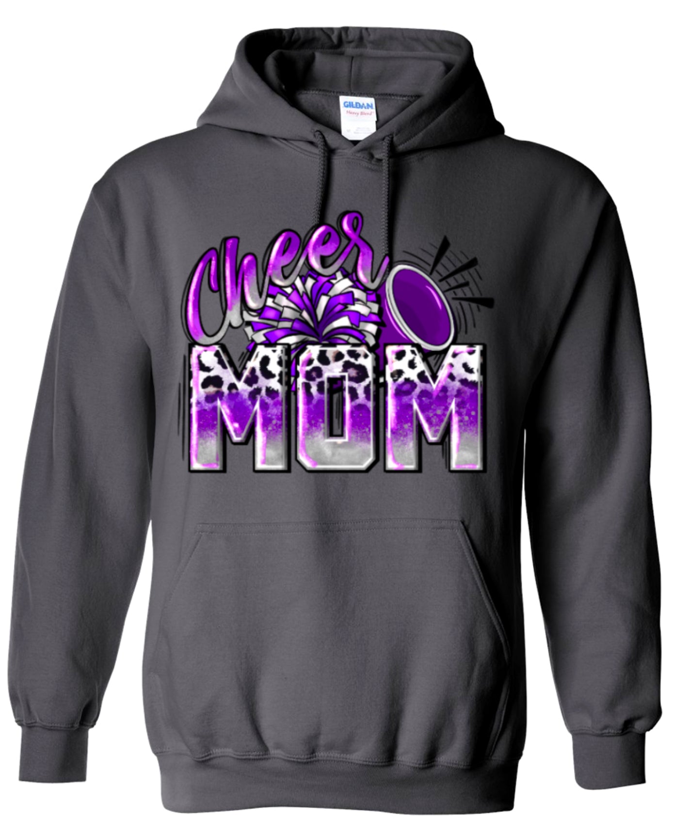 Hoodie Charcoal Cheer Mom Leopard
