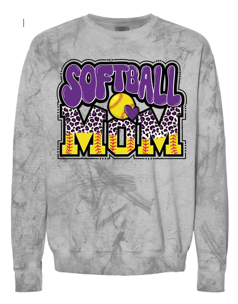 Crew Neck Smoke Softball Mom Bubble 3