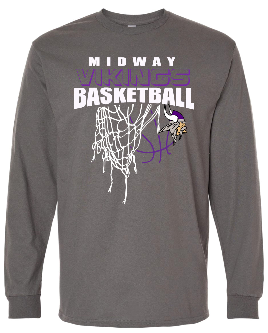 Long Sleeve Midway Vikings Net Charcoal