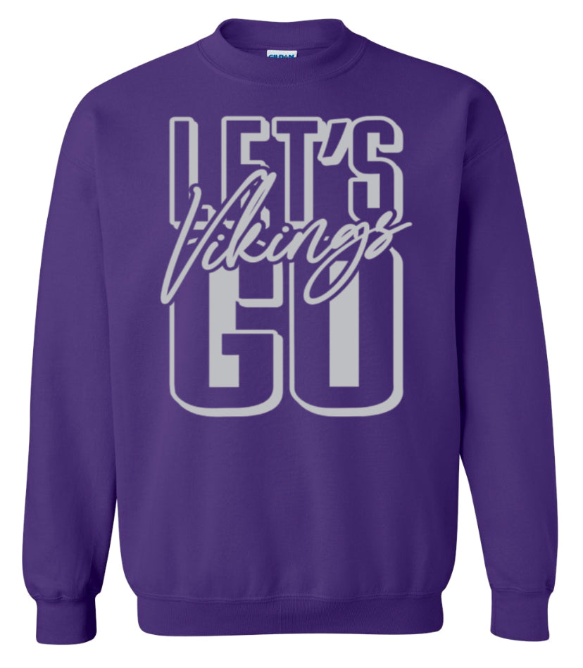 Crew Neck Purple Lets Go Vikings Stacked