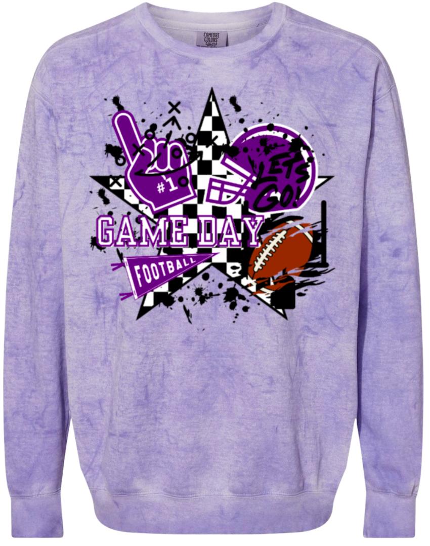 Crew Neck Purple Smoke Game Day Grunge