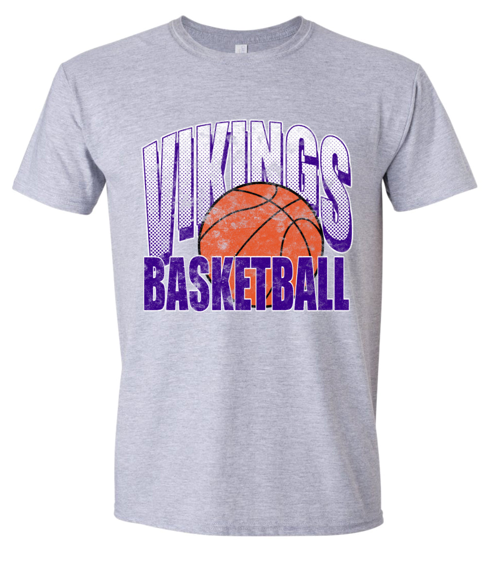 T-Shirt Vikings Grunge Basketball Sport Grey