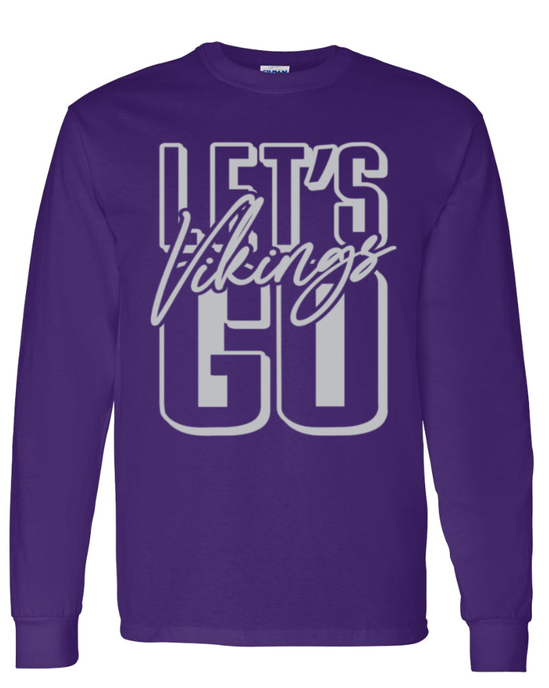 Long Sleeve Purple Lets Go Vikings Stacked