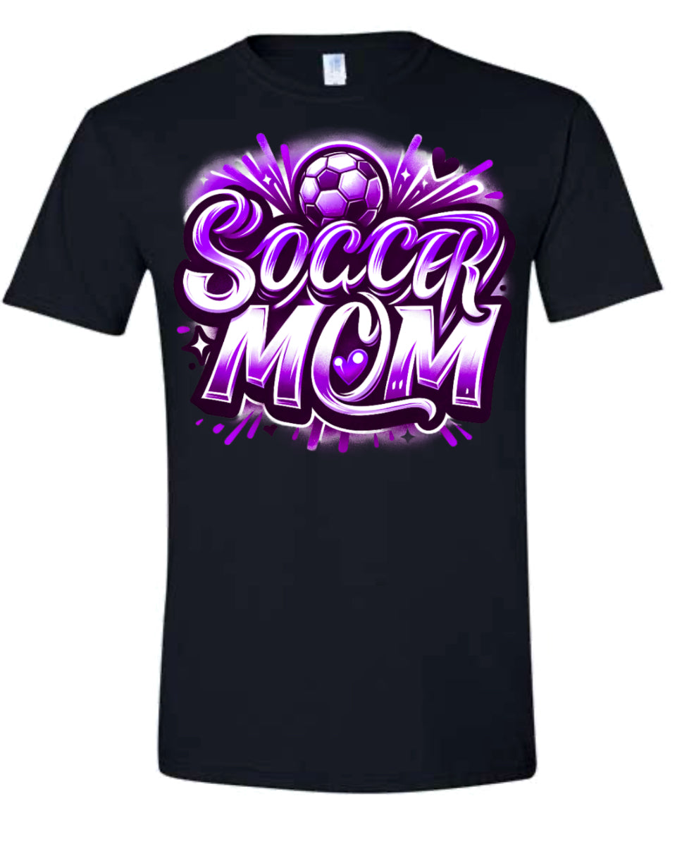 T-Shirt Black Soccer Mom Airbrush 7