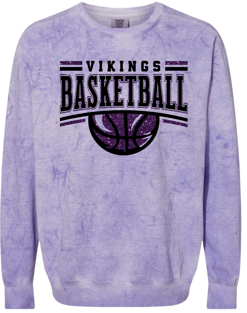 Crew Neck Viking Basketball Glitter Purple Smoke