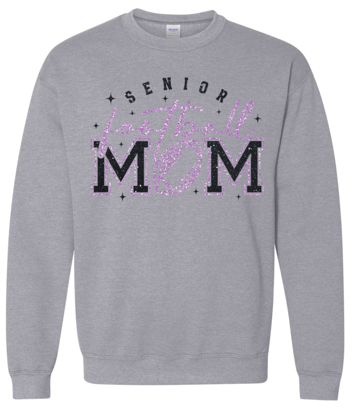 Long Sleeve Sport Grey Faux Glitter Senior Mom