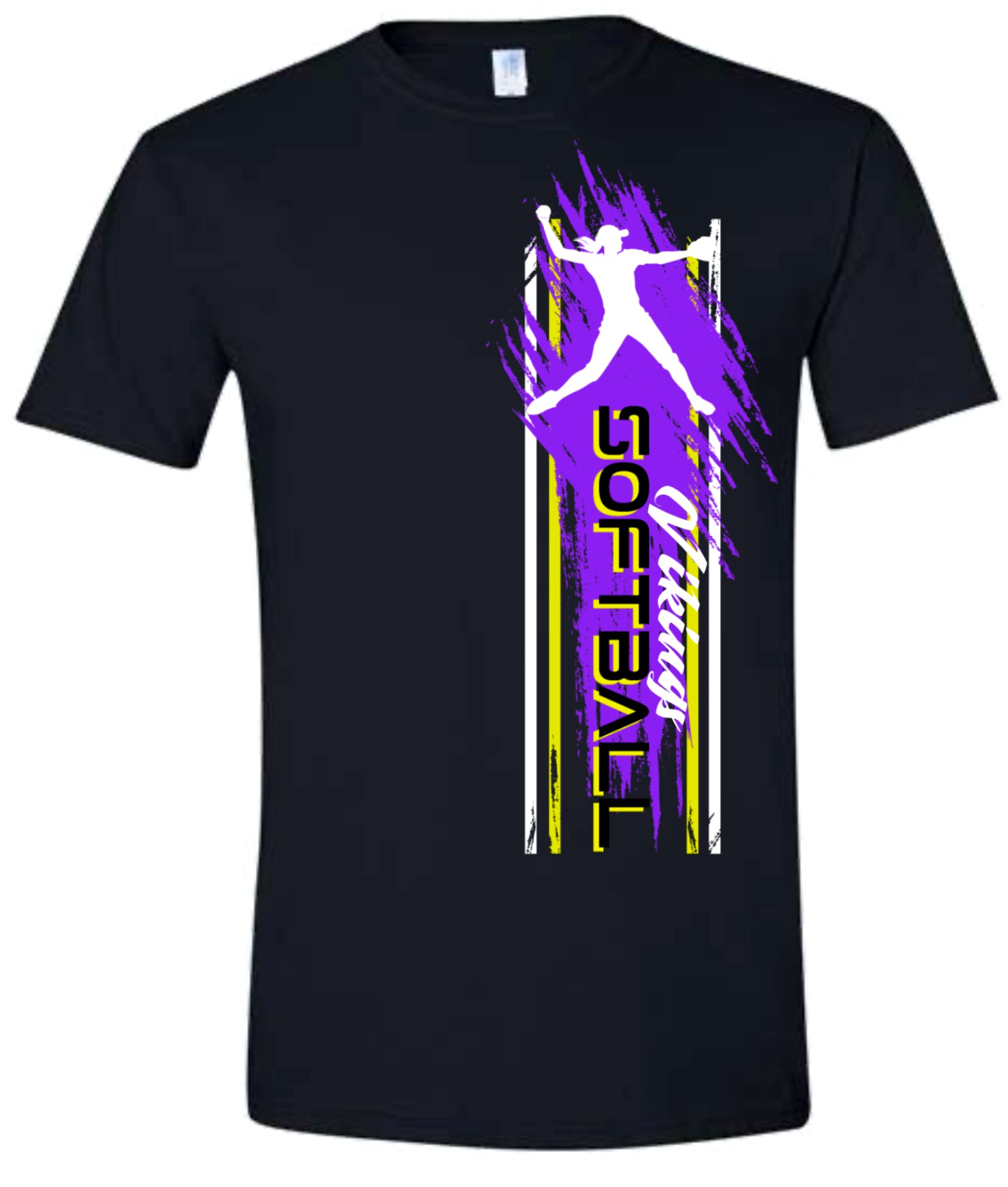 T-Shirt Black Softball Player Vert 9