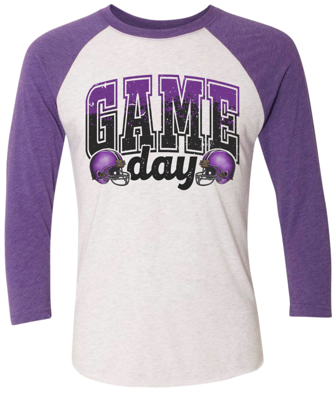 Long Sleeve 3/4 sleeve purple/black fade Game Day
